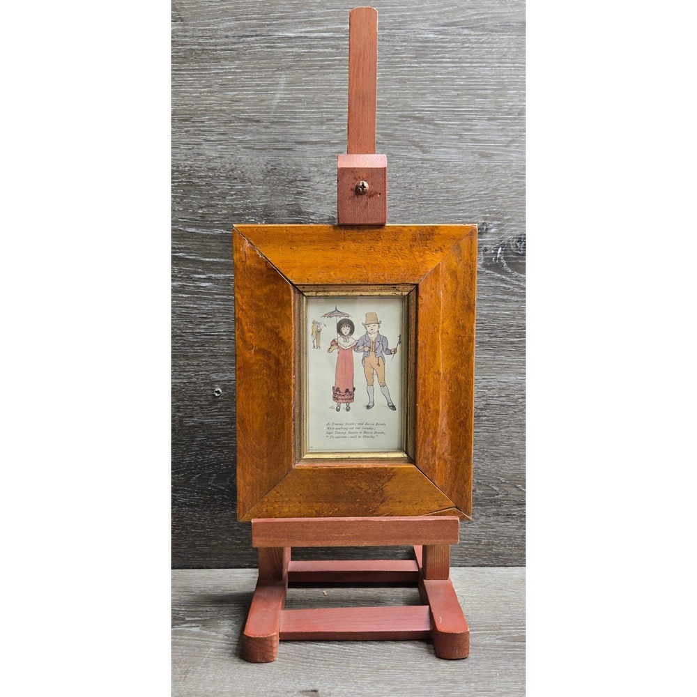 Vintage Wooden Framed Art Print K.G Tommy Snooks Bessie Brook Easel Stand